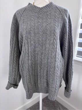 Timberland wool Gray Cable Knit Crewneck Sweater